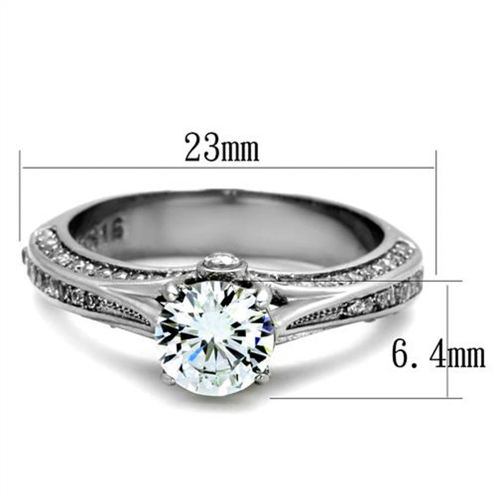 ARTK2026 Stainless Steel 1.22 Ct Round Cut Zirconia Engagement Wedding Ring Womens Sz 5-10